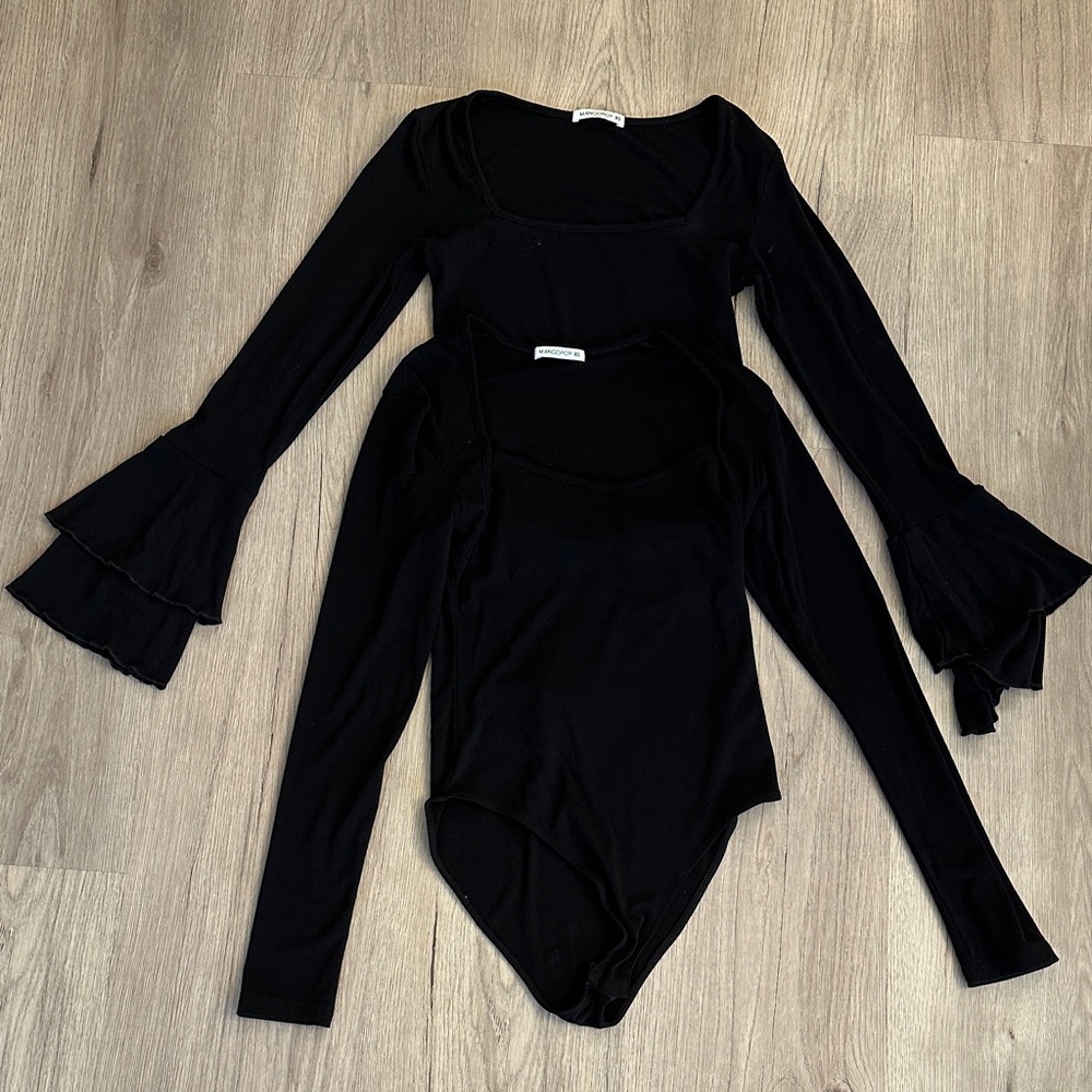 BUNDLE NWOT 2 Pack Mangopop Black Long Sleeve Bodysuits - Picture 12 of 12